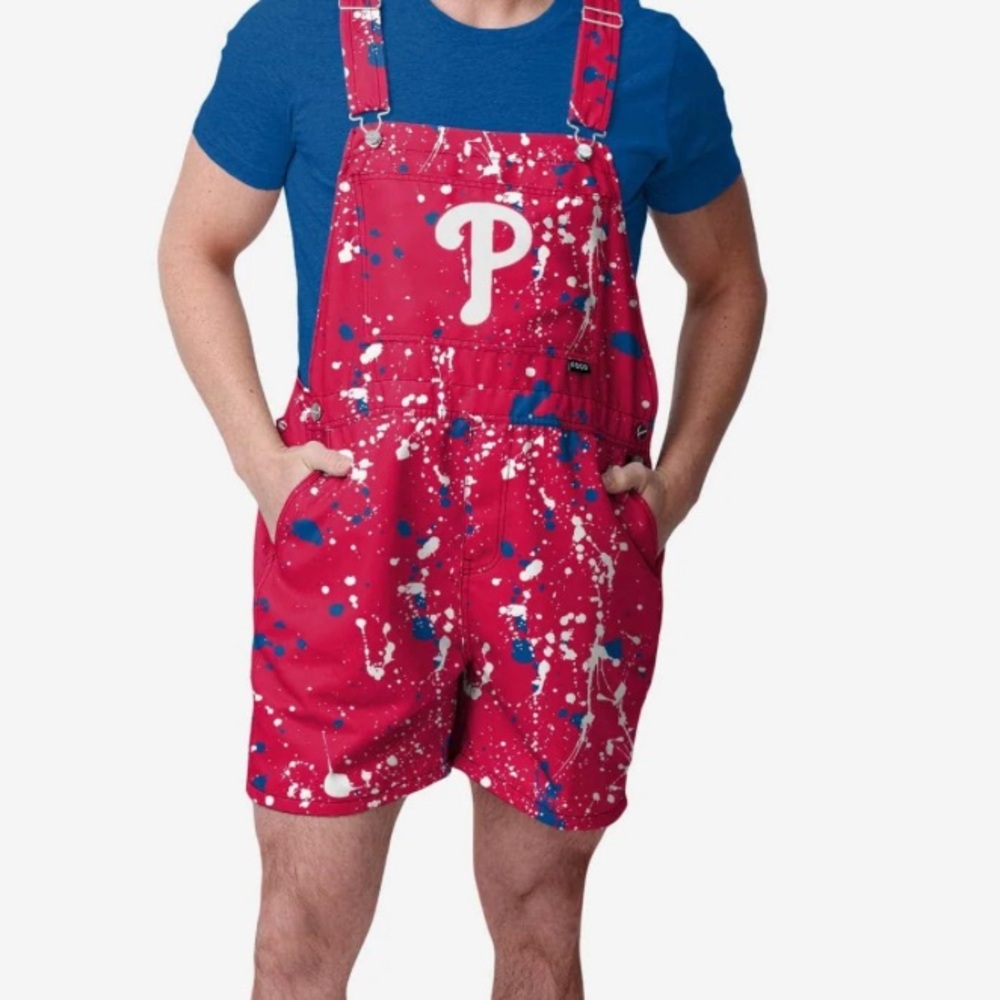 FOCO Philadelphia Phillies Splatter Paint Bib Overalls